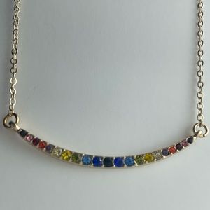 Curved Bar Necklace, Multi-Colored